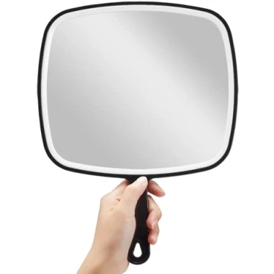 Image of OMIRO Hand Mirror, Extra Large Black Handheld Mirror with Handle,Square,XL