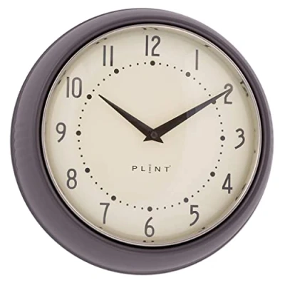 Image of Plint Wall Clock, Glass Plastic, Modern Black, L