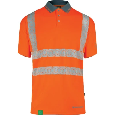 Image of Beeswift Envirowear Orange Hi Vis Short Sleeve Polo Unisex Reflective Sustainable Circular Process Safety PPE Workwear 3X Large