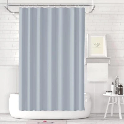 Image of LUKDUNG 180 x cm Bath Curtain, Shower Anti Mould in Bathroom, Curtain for Bathtub, Shower, Made of Fabric, Waterproof, Washable, Washable PEVA with 12 Rings,
