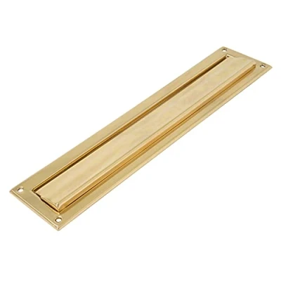 Image of Amig Letterplate Mailbox for Indoor and Outdoor Walls or Doors Brass Mail Collector 342x73 mm Letter Slot Size: 246x48 Gold Colour