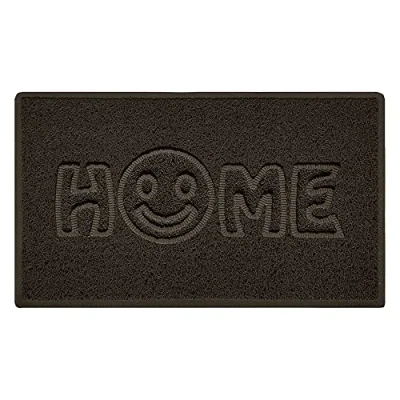 Image of Nicoman SMILEY FACE Embossed Shape Door Mat Dirt Trapper Washable Barrier Doormat (Use Indoor or Sheltered Outdoor) (75x44cm/29.5x17.3inches,Medium) Brown