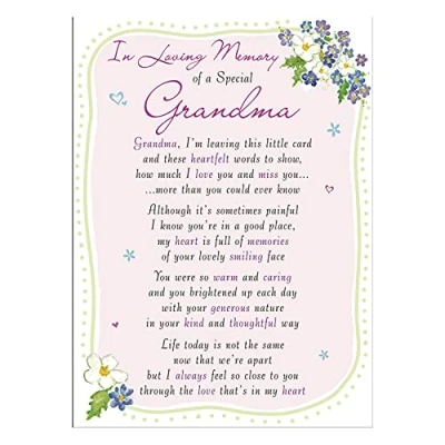 Image of Special Grandma Memorial Remembrance Verse Plastic Coated Grave Graveside Card