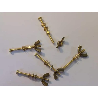 Image of M3X40 BRASS PAN HEAD BOLTS NUTS &amp; WASHERS WING PACK 0F 5 SET SCREWS
