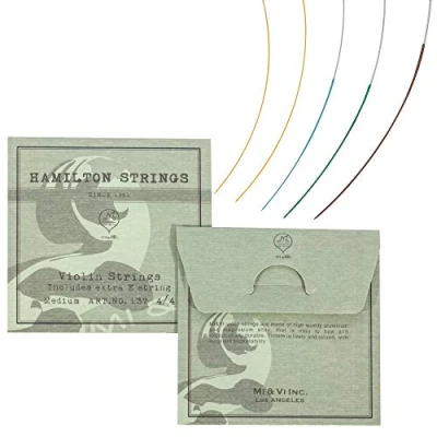 Image of MI&amp;VI Hamilton Violin Strings Full Set, Medium, Steel Ball Ends, Extra E String (4/4 Size)