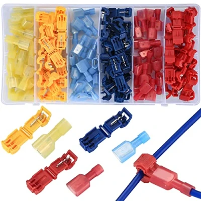 Image of Vwoqiy 120 Pcs T Tap Electrical Connectors, Wire Quick Splice Connector, Insulated Lock Connectors Terminals Self Stripping Crimp Connector