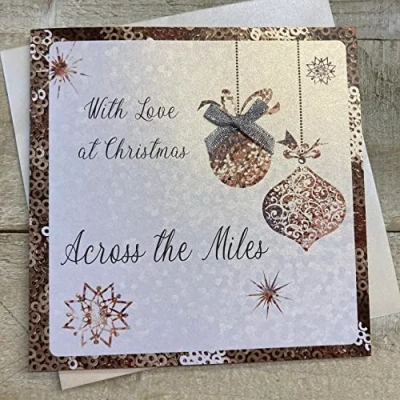 Image of WHITE COTTON CARDS C4 AM&quot;&quot;with Love at Christmas Across The Miles&quot;&quot; Handmade Card&quot;