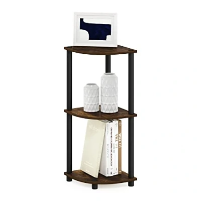 Image of Furinno Toolless Shelves, Engineered Wood, Amber Pine/Black, 3 Tier