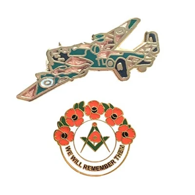 Image of Smartbadge® RAF Royal Air Force Halifax Military Badge And Masonic We Will Remember Hard Enamel Lapel Pin