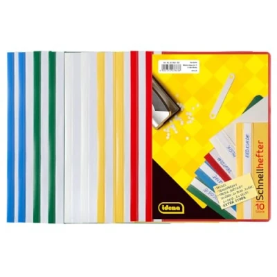 Image of Idena 307863 A5 Folders Plastic Pack of 10 5 Colours 2 x Blue White Yellow Green Rot Sortiert DIN