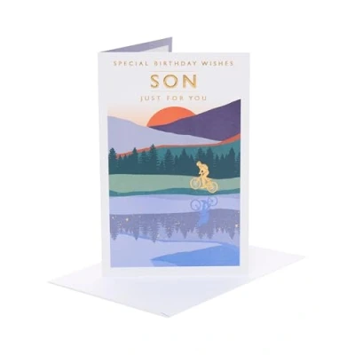 Image of UK Greetings Birthday Card for Son Cycling Design
