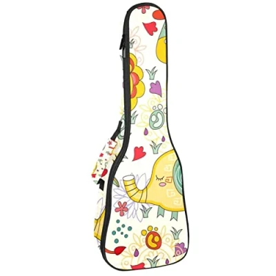 Image of Tenor Ukulele Gig Bag Waterproof Case Padded Backpack, Great for Soprano Concert (21/23/24 in) Cute Jungle Animals
