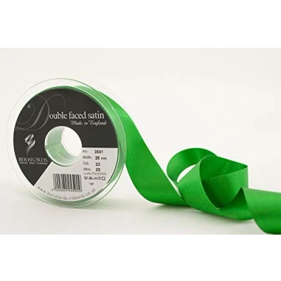 Image of Berisfords 3501 25mm 23 Emerald Double Satin Ribbon x 20mtr, 20m