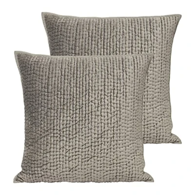 Image of Paoletti Brooklands Twin Pack Feather Filled Cushions, Silver, 55 x 55cm