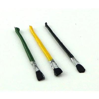 Image of Melody Jane Dolls House 3 Artist Paint Brushes Miniature 1:12 Scale School Study Accessory