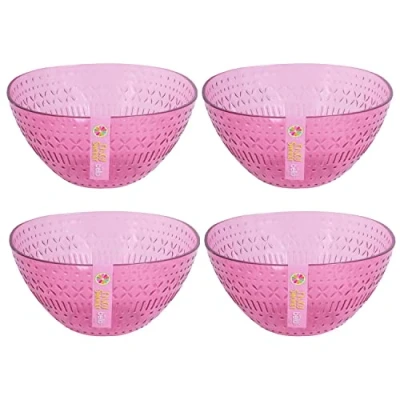 Image of YöL Set of 4 Small Bowls Plastic Teal Honeycomb Design Reusable Summer Party BBQ Ice Cream Bowl Sundae Snack