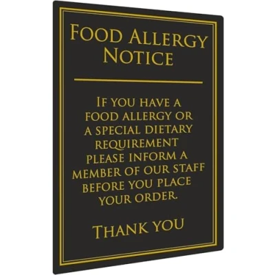 Image of bar@drinkstuff Food Allergy Notice 260 x 170mm 1.5mm Plastic Wall Sign for Pubs and Restaurants