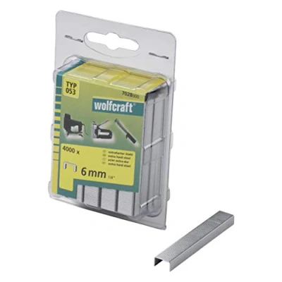 Image of wolfcraft Broad Back Staple, Extra Hard Steel, Type 053 I 7028000 Ideal for Fastening Fabric, Textiles and Thin Strips of Wood