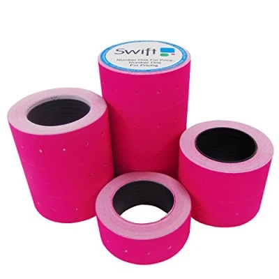 Image of Swift 22 x 12 mm Price Gun Labels CT1 Pink 10 Rolls 5,000 Stickers Pricemarking Tags Fits Many Pricing Labellers