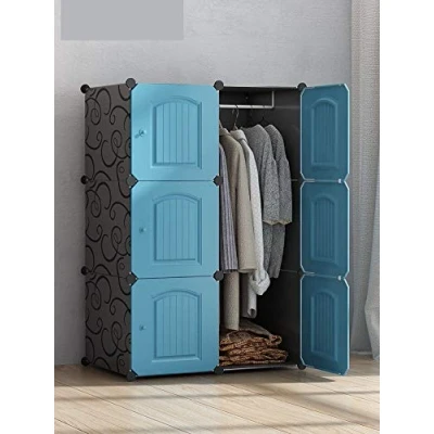 Image of Ideal Storage Organizer Cube Closet Portable Wardrobe Combination Armoire, Modular Cabinet for Space Saving 6, 10 ad 12 Wardrobes (Blue, 6 cube)