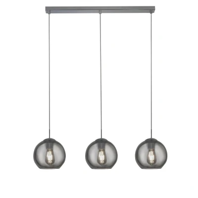 Image of 3 Light Pendant Bar Chrome, Smoked, E27