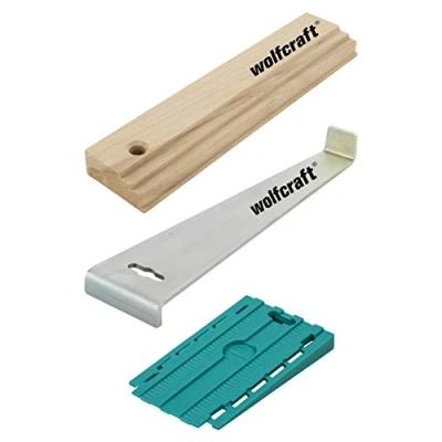 Image of wolfcraft “Laying Laminate and Design Flooring Success Kit I 6975000 Complete Set consisting of Pulling Ledge, Tapping Block 30 Universal Wedges