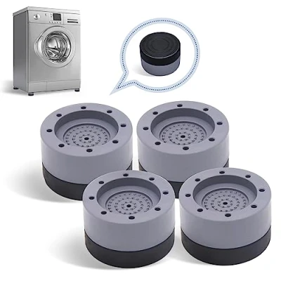 Image of 4PCS Washing Machine Feet Pads, Anti Vibration Mat,Rubber Pad, slip Shock Absorber, Non Fixed deviation, Used for Dryer, Machine, Dishwasher (Gray)