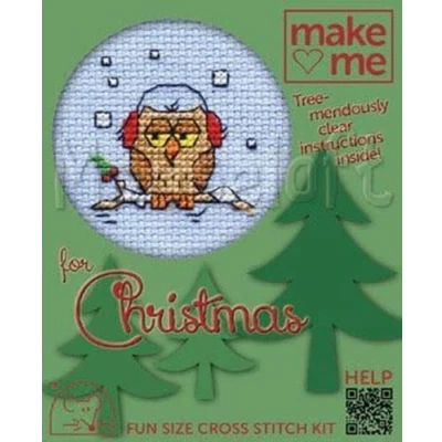 Image of Mouseloft counted cross stitch Christmas Kit Cosy Owl