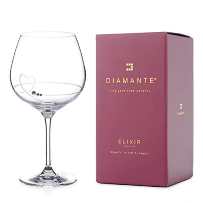 Image of DIAMANTE Valentine Heart Petit Gin copa Glass with Swarovski Crystals Valentines Day