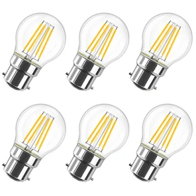 Image of LVWIT B22 Golfball Led Bayonet Filament Bulb, 5.5W Mini Golf Bulbs 60W Equivalent,806LM,2700K Warm White Small Globe Bayonet,220 240V,45 * 77MM,Non dimmable(6 PCS)