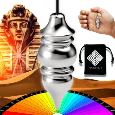 Image of Egyptian Pendulum of Radiesthesia Venus and His Witness Chamber in Chrome Brass (26 GR) Divinatory Clairvoyance Magnetism Seeker Geobiologist Book