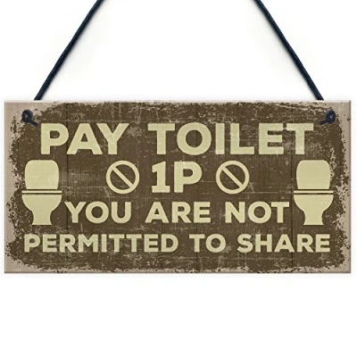 Image of RED OCEAN Shabby Chic Bathroom Signs Door Plaque Toilet The Loo Funny Home Sign