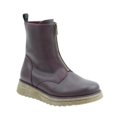 Image of Heavenly Feet Rosana Burgundy Faux Leather Front Zip Vegan Ankle Boots (Burgundy, UK Footwear Size System, Adult, Women, Numeric, Medium, 5)