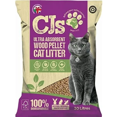 Image of CJ&#039;s Premium Cat Litter Ultra Absorbent Wood Pellets, Biodegradable, 30 L