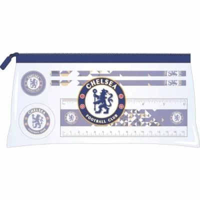 Image of Chelsea FC Clear Pencil Case Stationery Set