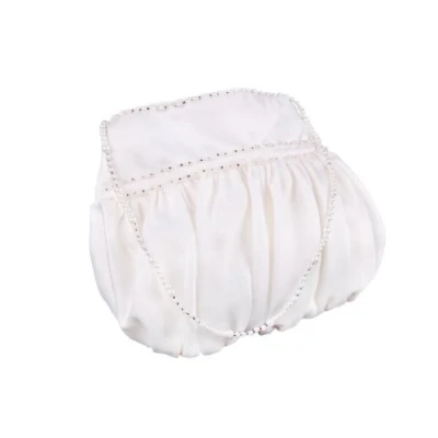 Image of Flora Ivory Satin Bridal Bag/Flower Girl Bridesmaid Handbag,beads