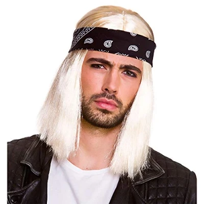 Image of Wicked Costumes Adult 90&#039;s Blonde Rocker Fancy Dress Wig