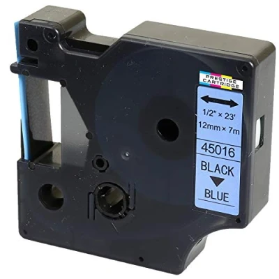 Image of Compatible Label Tape 45016 S0720560 Black on Blue 12mm x 7m Replacement for LabelManager LM 160 210D 220P 260P 280 360D 420P 450D 500TS PnP MobileLabeler LabelPoint LabelWriter LW 400 450 Duo