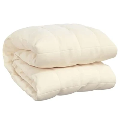 Image of vidaXL Weighted Blanket Light Cream, 5kg, 122x183 cm, Hypoallergenic Filling, Even Weight Distribution, Suitable for Bedrooms &amp; Living Rooms