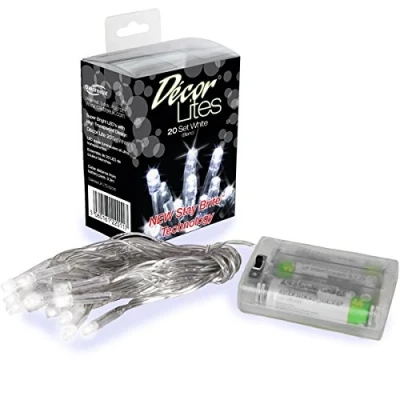 Image of 20 White Super Bright LED String Lights &#039;Decor Lites&#039; Portable Battery Powered
