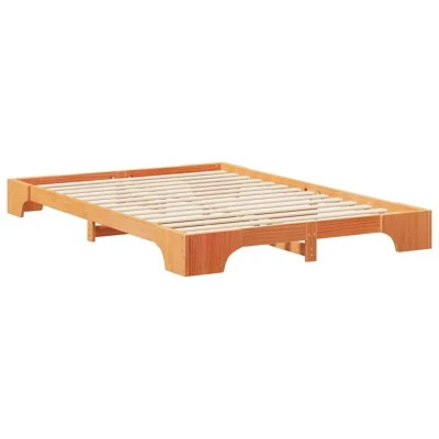 Image of Floor Bed Frame with Storage Brown 140 x 220 cm Solid pine wood Vidaxl