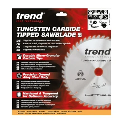 Image of Trend Wood Mitre Saw Blade, 255mm Diameter, 30mm Bore, 42 Teeth, 2.4mm Kerf, 5 Hook, TCT, Fine Finish, CSB/CC25542