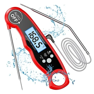 Image of CIRYCASE Meat Thermometers, Fast &amp; Precise Read Food Thermometer with 102cm Wire Probe, Backlight LCD Display, Calibration Function, BBQ for Kitchen, Outdoor Cooking, Liquid Grill
