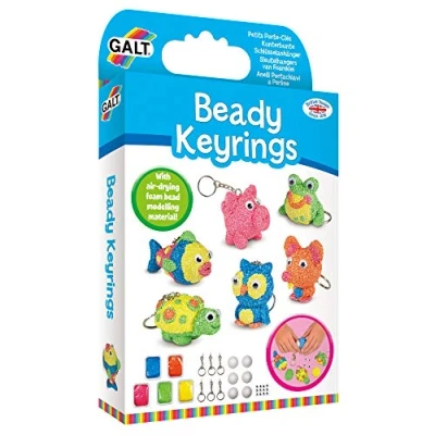 Image of Galt Toys, Beady Keyrings, Craft Kit for Kids, Ages 6 Years Plus