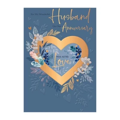 Image of Words &#039;n&#039; Wishes Anniversary Card for Husband, Large Hearts, Multi Coloured, 25.8 x 16.9 cms