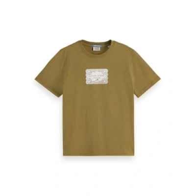 Image of Scotch &amp; Soda Women&#039;s Chest Artwork Regular t Shirt, Washed Military, S