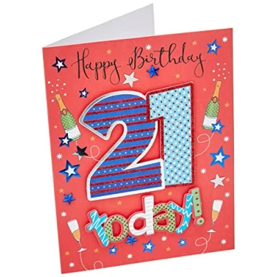 Image of Regal Publishing Milestone Age Birthday Card 21 M 8 x 6 inches