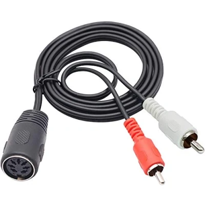 Image of zdyCGTime RCA to DIN Extension Cable,7 Pin Cable,MIDI 7 1 Female Plug 2 Male Audio Adapter Cable,Compatible with Quad Stereo Systems.(1.5 M)