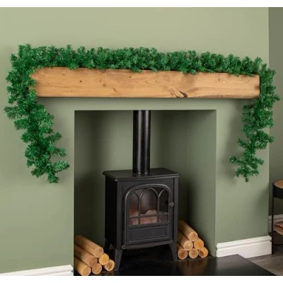Image of 2.7m Plain Green christmas Garland with 260 Tips garlands for home Decoration Xmas Staircase, Fireplaces and Wedding Decor