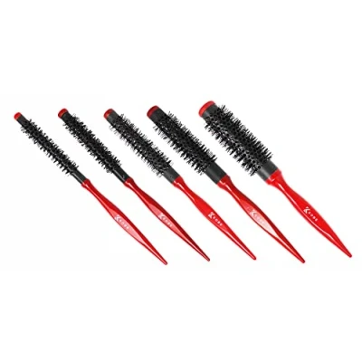 Image of Kobe Red Wood Ionic Heat Resistant Styling Brush For Blow Drying Barrel Dry Hair Brush, Curling Styling, Straightening &amp; Detangling (Set of 5)